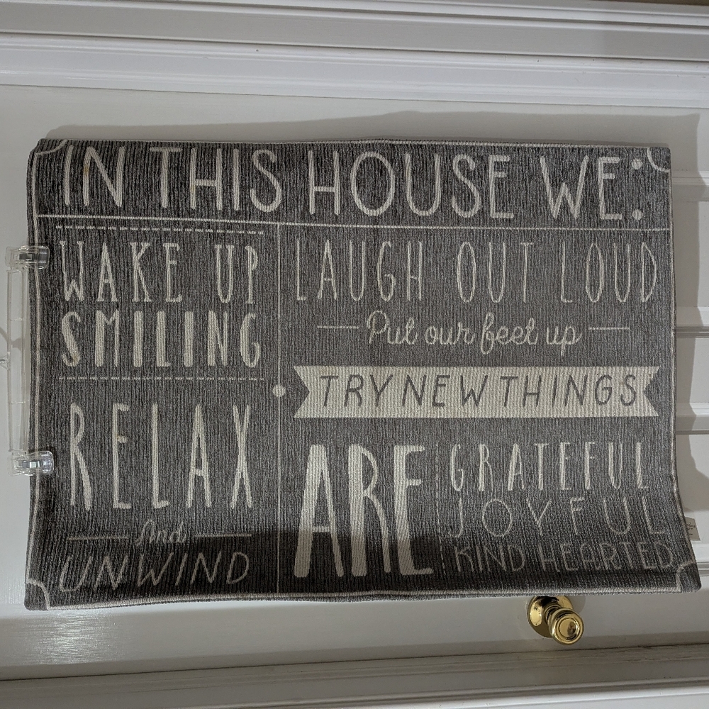 Gray & Off White Inspirational Home Accent Rug. Approx 34" X 20"